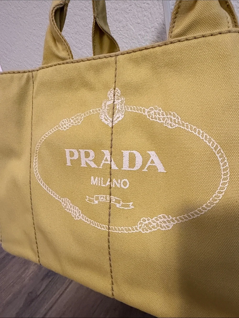 Prada Yellow Canapa Canvas Tote